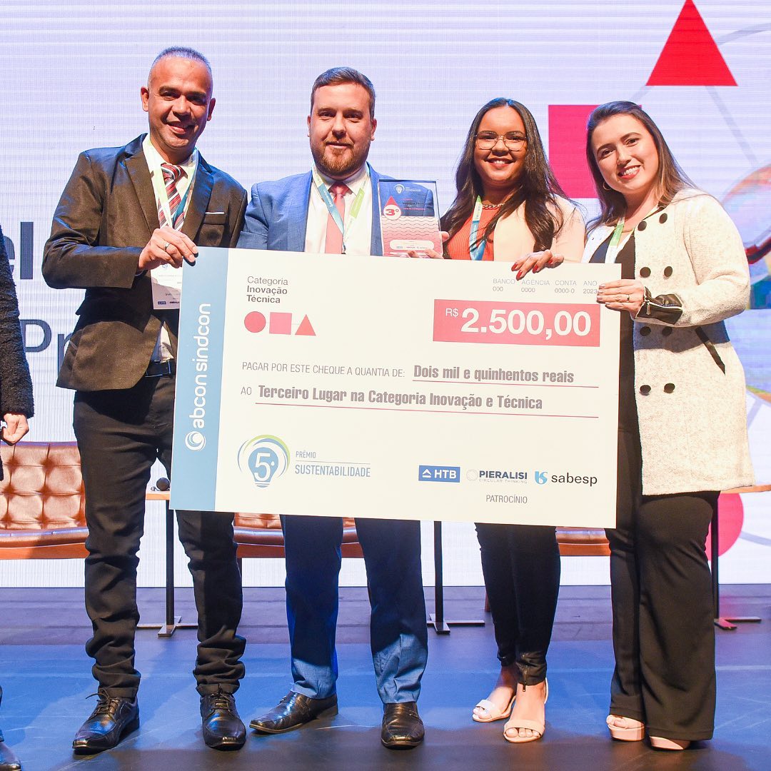 Projeto inovador da Águas de Primavera é reconhecido e conquista 3º lugar no 5º Prêmio Sustentabilidade da ABCON SINDCON