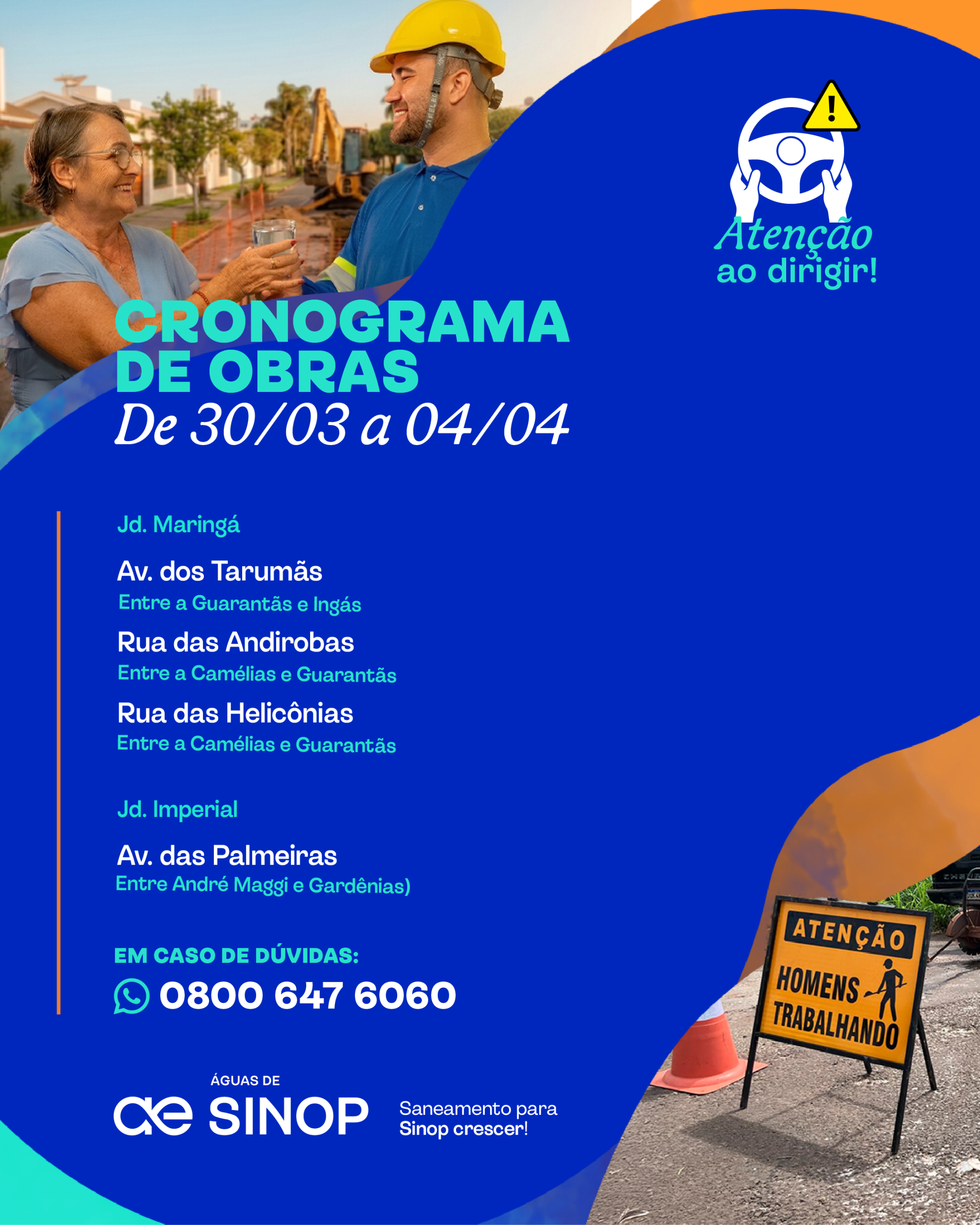 🚧 Cronograma de obras da semana em Sinop