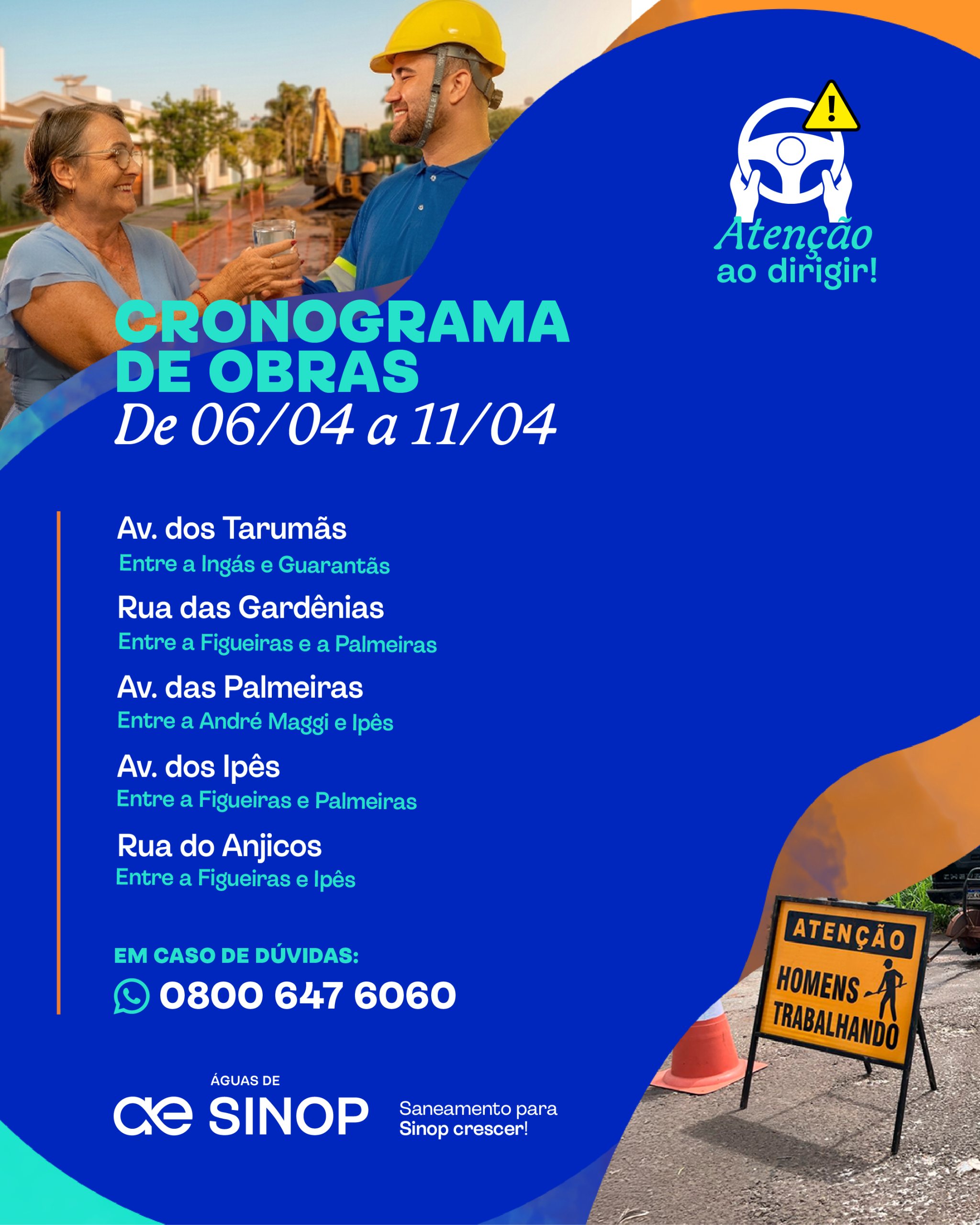 🚧 Cronograma de obras da semana em Sinop