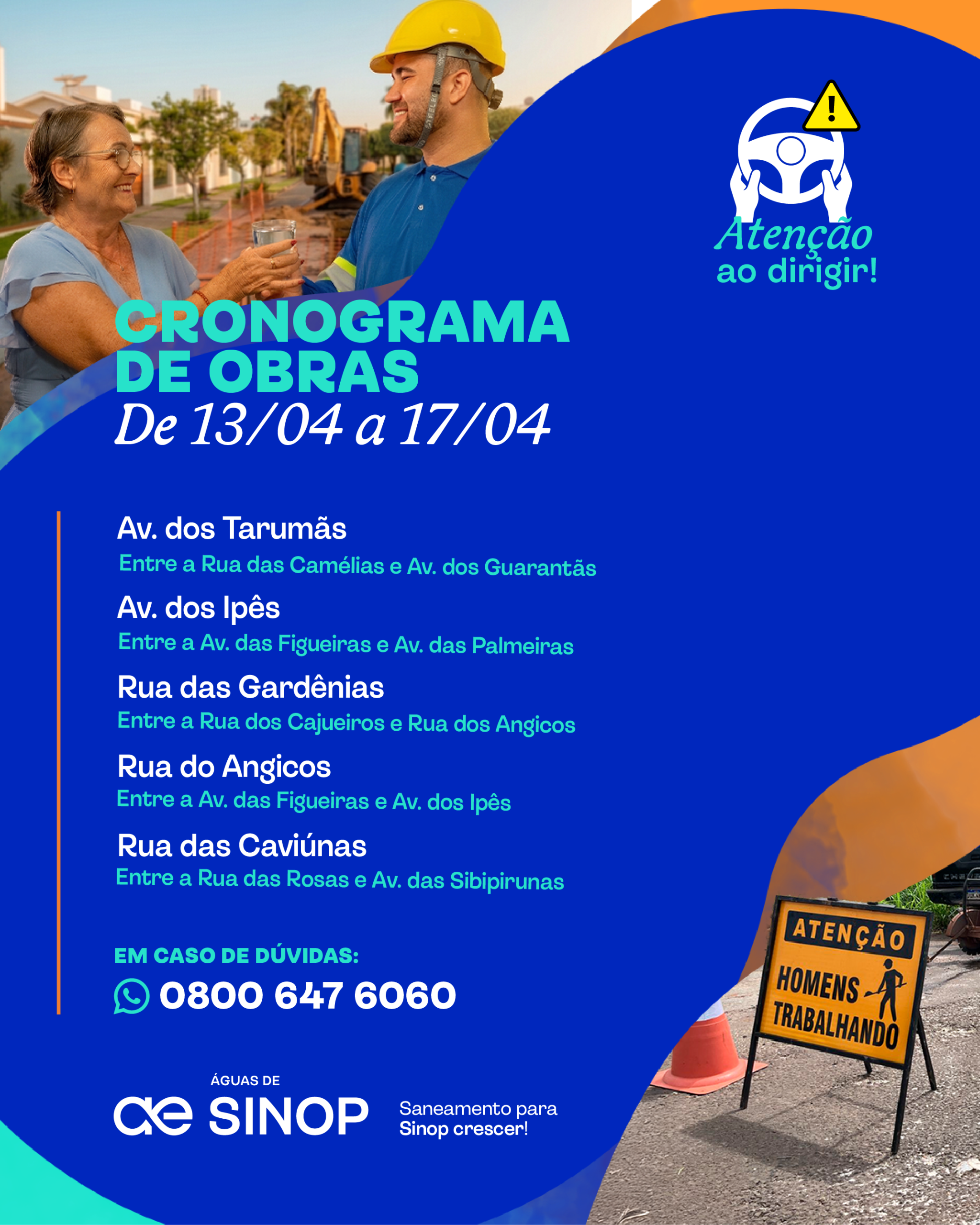 🚧 Cronograma de obras da semana em Sinop