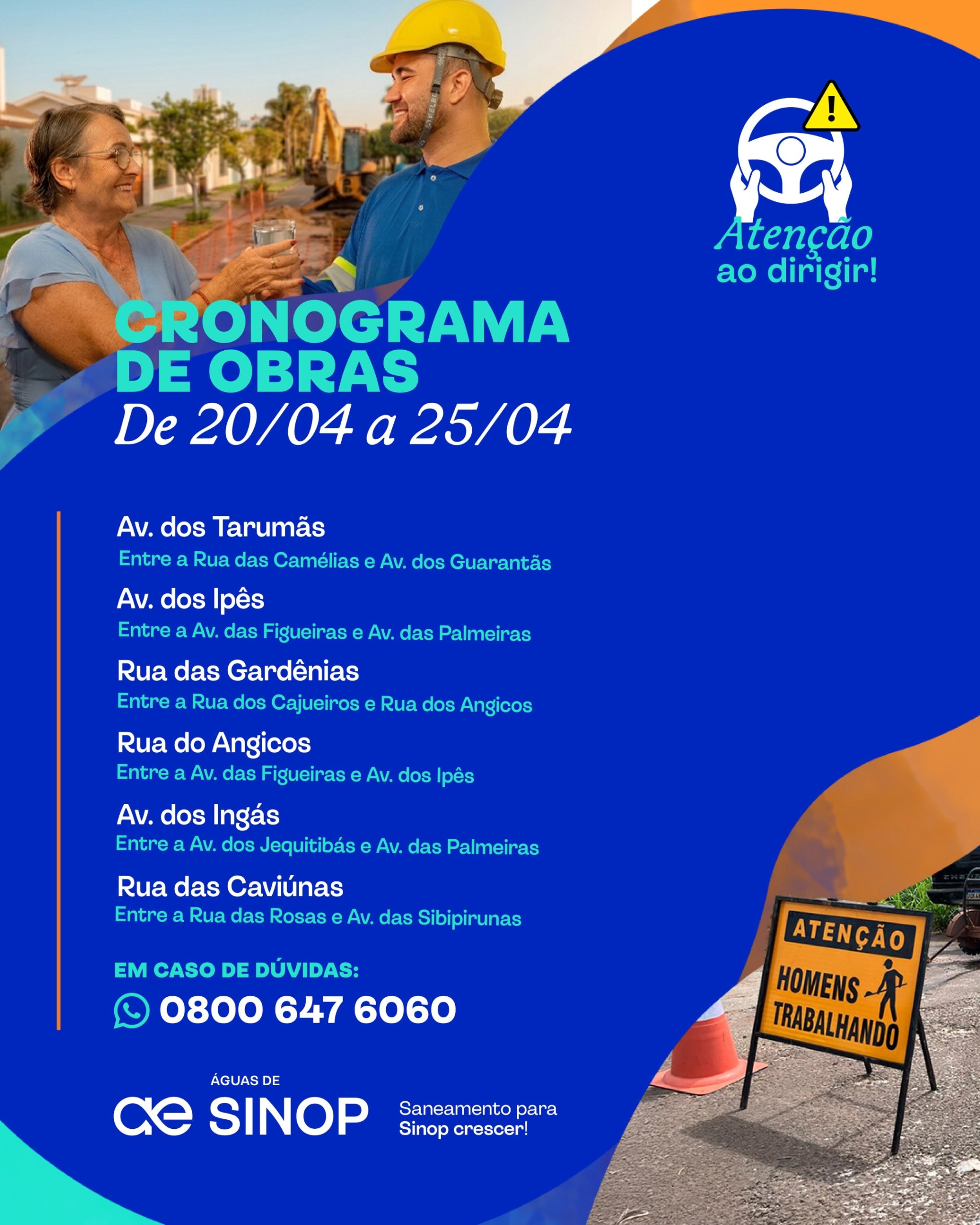  Cronograma de obras da semana em Sinop