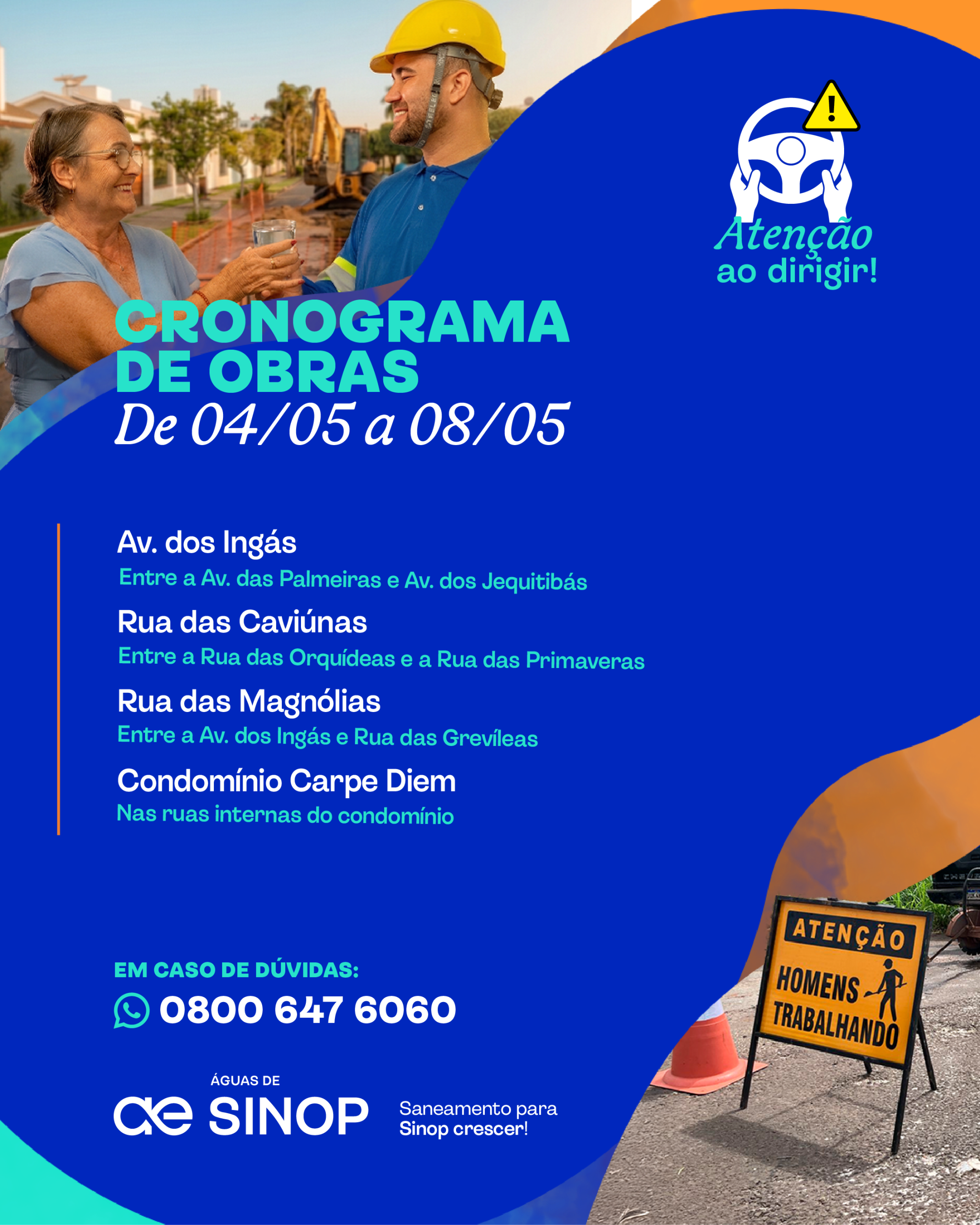 Cronograma de obras da semana em Sinop
