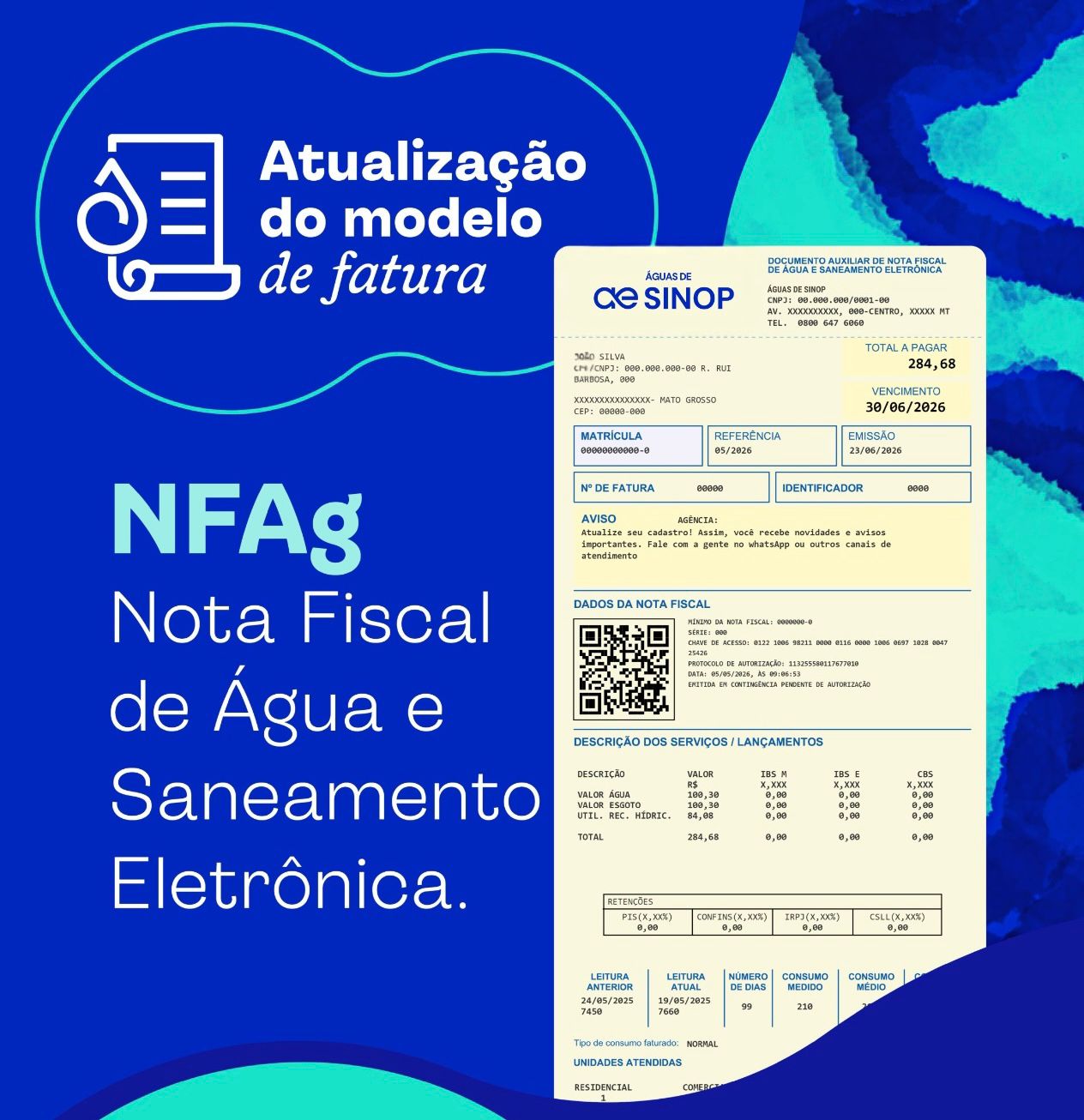 Nova fatura da Águas de Sinop amplia o acesso às informações e reforça a transparência com os clientes