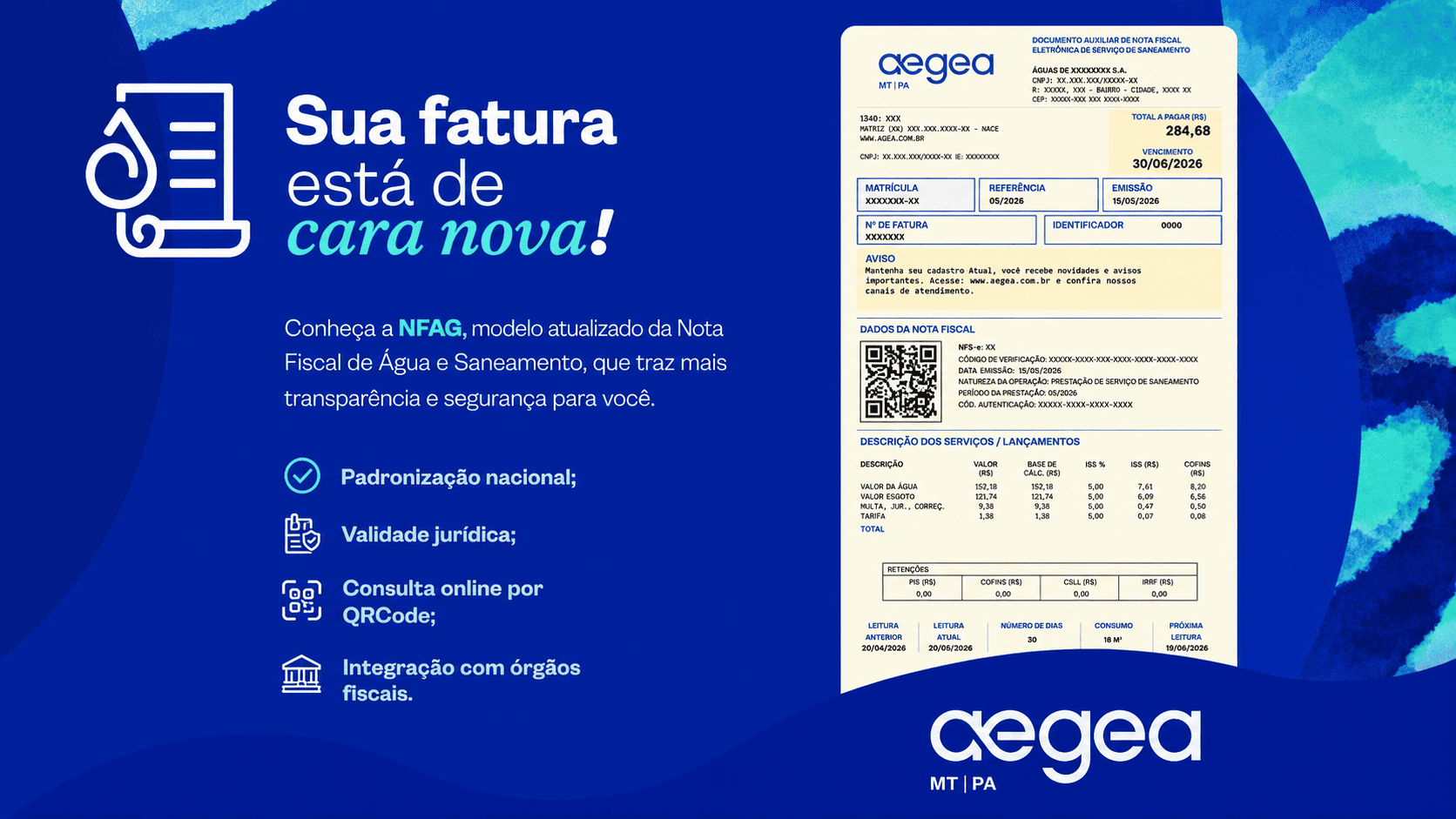 Aegea MT moderniza modelo de fatura e amplia transparência em 24 municípios